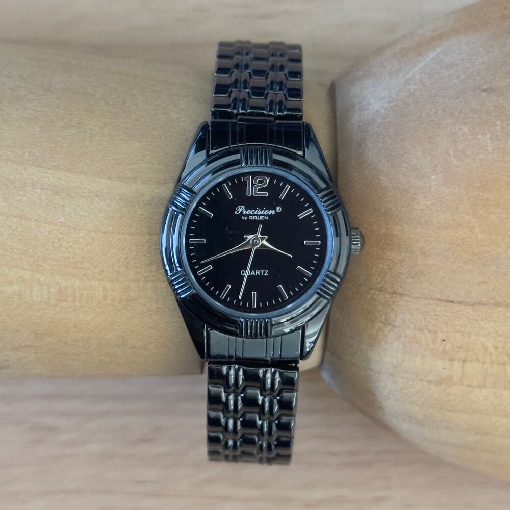 Precision by Gruen Black Quartz Watch New Battery